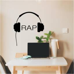 Rap Headphone's Vinyl Wall Art, Decal, Sticker, Transfer, Mural, Removable, Decoration, Rent Friendly, Interior, Exterior, - 0808 - thumbnail 1