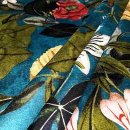 Clarke & Passiflora, Teal Kingfisher Blue, Olive Green Pink Velvet Cushion Cover, Throw Pillow Home Decor - thumbnail 3