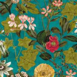 Clarke & Passiflora, Teal Kingfisher Blue, Olive Green Pink Velvet Cushion Cover, Throw Pillow Home Decor - thumbnail 2