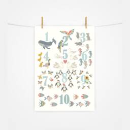 Number Chart in Various Colourways - No Boarder Nursery Print Poster Children's Prints Wall Art Liberty - thumbnail 2