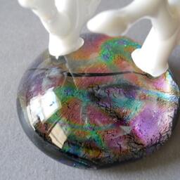 Glass Sea Turtle Sculpture Coral Reef Desk Art, Beach House Decor - thumbnail 3