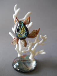 Glass Sea Turtle Sculpture Coral Reef Desk Art, Beach House Decor - thumbnail 1