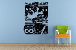 Hollywood Sign Word California Hills La Los Angeles Ca Mountains Skyline City View Wall Decal Vinyl Sticker Mural Room Decor L1687 - thumbnail 1