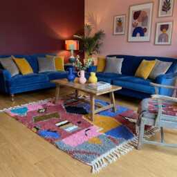 Authentic Handmade Moroccan Rug - Colorful Abstract Patchwork Wool Carpet Small Eclectic Boho Accent - thumbnail 3