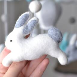 Baby Mobile/ Nursery Mobile/Handmade Mobile/Mobile/Baby Gift/Present For Child/Felt Mobile/Felt Rabbit/Felt Bunny/Gift A Boy - thumbnail 3