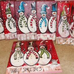 Personalized Snowmen Family Painting, Perfect For Christmas Gift, Snow, Holiday Decor, Winter Art, Gift Ideas Snowman Painting - thumbnail 2