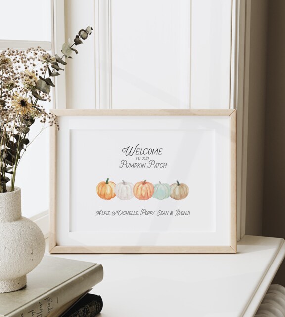 Welcome To Our Pumpkin Patch - Autumn Print Autumnal Wall Art Personalised Family Halloween Decor - image 1