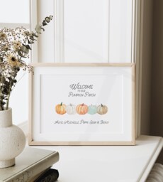 Welcome To Our Pumpkin Patch - Autumn Print Autumnal Wall Art Personalised Family Halloween Decor - thumbnail 1