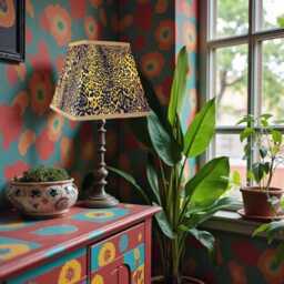 Leopard Print Fabric Tapered Square Table Lampshade Ceiling Pendants Candle Clip On Wall Lights - Animal Print Fabric Lamp Shades - thumbnail 3