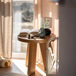 Round Oak Coffee Table - Solid Wood Handmade Piece Nesting Set Or Single Also Perfect As A Nightstand - thumbnail 2