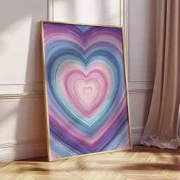 Heart Wall Art Print, Colorful Abstract Poster, Modern Love Illustration, Romantic Artwork, Stylish Home Decor - thumbnail 2