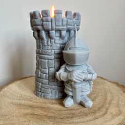 Medieval Castle Turret Candle - Hand Carved Soy Wax - Welsh Heritage Pillar - thumbnail 2