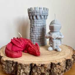 Medieval Castle Turret Candle - Hand Carved Soy Wax - Welsh Heritage Pillar - thumbnail 3