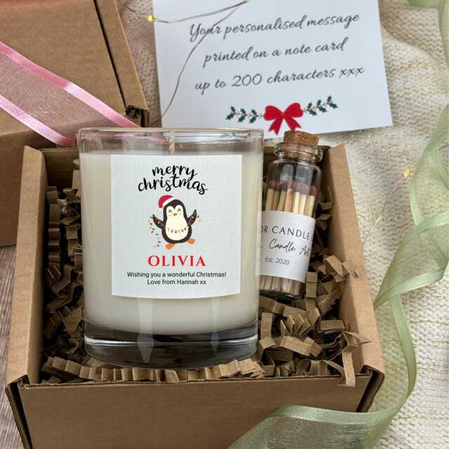Personalised Christmas Candle Gift - Custom Name Box For Her, Secret Santa Holiday Present - image 1