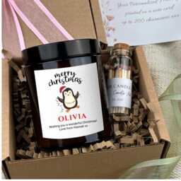 Personalised Christmas Candle Gift - Custom Name Box For Her, Secret Santa Holiday Present - thumbnail 3