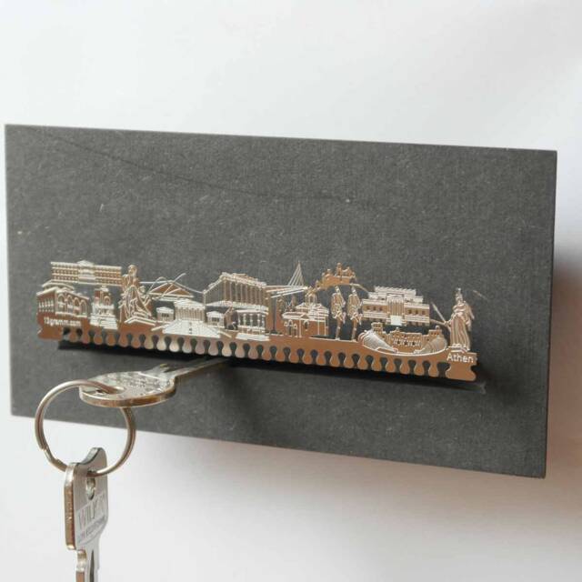 Athens Skyline Key Rack - Stainless Steel Home Decor, Greek Souvenir - image 1