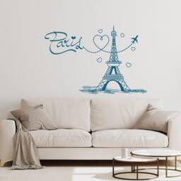 Eiffel Tower Wall Decal Paris Silhouette Vinyl Stickers Decals Art Home Decor Mural Lettering France Bedroom Dorm X252 - thumbnail 2