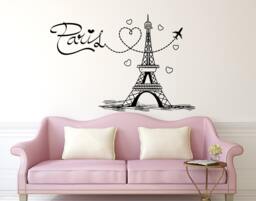 Eiffel Tower Wall Decal Paris Silhouette Vinyl Stickers Decals Art Home Decor Mural Lettering France Bedroom Dorm X252