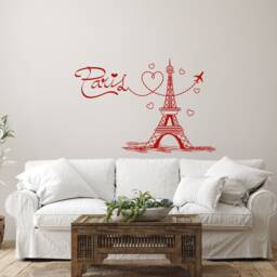 Eiffel Tower Wall Decal Paris Silhouette Vinyl Stickers Decals Art Home Decor Mural Lettering France Bedroom Dorm X252 - thumbnail 3