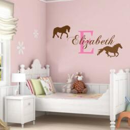Childrens Name & Horses - Personalised Bedroom Wall Sticker Contemporary Vinyl Decal - thumbnail 3
