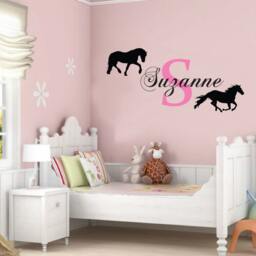 Childrens Name & Horses - Personalised Bedroom Wall Sticker Contemporary Vinyl Decal - thumbnail 2