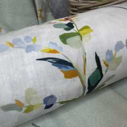 Modern Green Leaf Bolster Cushion Designer 16x6 Inch Wildflower Pillow For Sofa Or Bed Decor/John Lewis Fabric - thumbnail 3