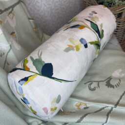 Modern Green Leaf Bolster Cushion Designer 16x6 Inch Wildflower Pillow For Sofa Or Bed Decor/John Lewis Fabric - thumbnail 2