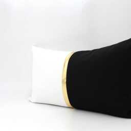 White, Black & Metallic Gold Colorblock Lumbar Pillow Cover - Custom Stripe All Sizes Modern Pillow, Home Gifts For You - thumbnail 3