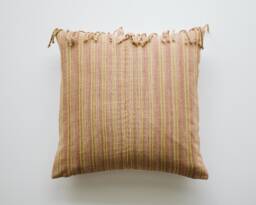 Terracotta & Yellow Striped Pillow Cover With Fringe, Designer Throw Pillow, Muted Modern Earthy Bohemian Pillows, Boho Decor