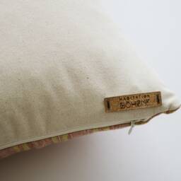 Terracotta & Yellow Striped Pillow Cover With Fringe, Designer Throw Pillow, Muted Modern Earthy Bohemian Pillows, Boho Decor - thumbnail 4