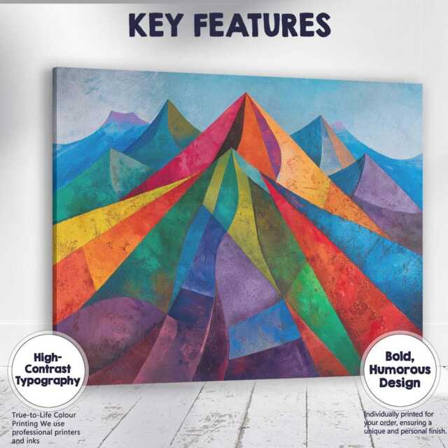 Vibrant Geometric Mountain Range Modern Abstract Landscape Canvas Wall Art Print Decor Picture Ready To Hang - image 1