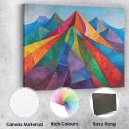 Vibrant Geometric Mountain Range Modern Abstract Landscape Canvas Wall Art Print Decor Picture Ready To Hang - thumbnail 2