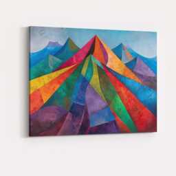 Vibrant Geometric Mountain Range Modern Abstract Landscape Canvas Wall Art Print Decor Picture Ready To Hang - thumbnail 4