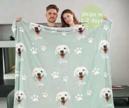 Personalized Dog Blanket With Name - Custom Photo For Pet Lover Gift - thumbnail 1