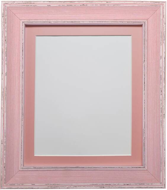 Scandi Distressed Pink Photo Frame With Mount - image 1