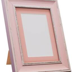 Scandi Distressed Pink Photo Frame With Mount - thumbnail 2