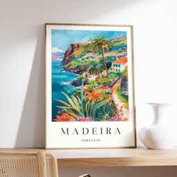 Madeira Portugal Travel Poster Island Landscape Wall Art - thumbnail 1