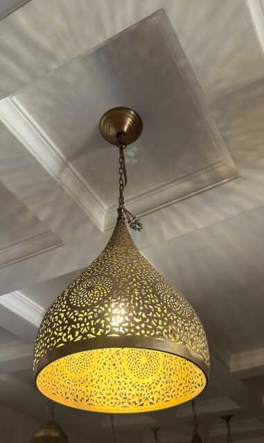 Handmade Hammered Brass Dome Pendant Light, Moroccan Style - image 1