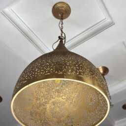 Handmade Hammered Brass Dome Pendant Light, Moroccan Style - thumbnail 4
