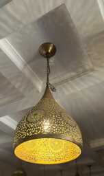 Handmade Hammered Brass Dome Pendant Light, Moroccan Style - thumbnail 1