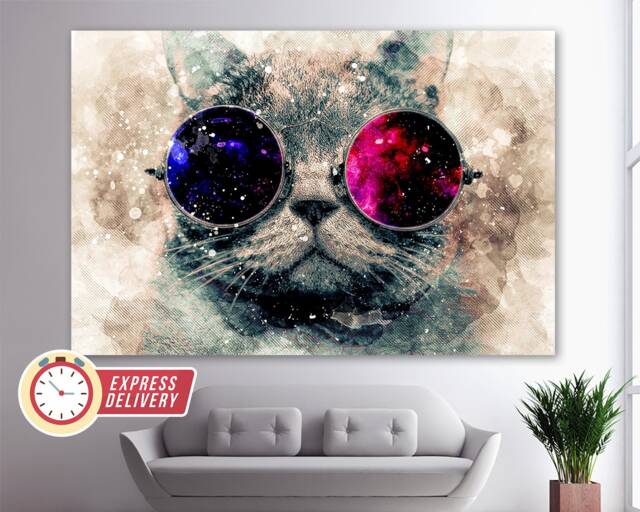 Cat in Glasses Abstract Canvas Art, Paintings, Print, Poster, Photo, Lover Gift, Cats Wall Art - image 1
