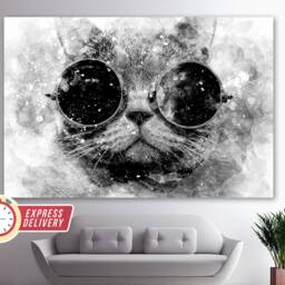 Cat in Glasses Abstract Canvas Art, Paintings, Print, Poster, Photo, Lover Gift, Cats Wall Art - thumbnail 2