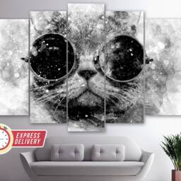 Cat in Glasses Abstract Canvas Art, Paintings, Print, Poster, Photo, Lover Gift, Cats Wall Art - thumbnail 4