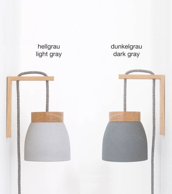 Ceramic Wall Lamp Light Gray/Dark - Textile Cable Cord Switch Oak Wood Bracket Bedside Us/Uk Plug E14 in Sconce - image 1