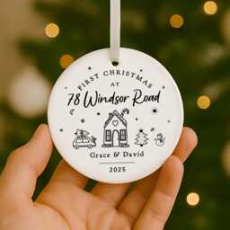 First Christmas in New Home Decoration, Bauble, Ornament, Tree Road Name Bauble - thumbnail 1