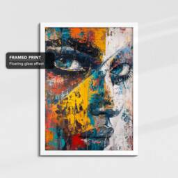 Female Face Colourful Abstract Paint Art Painting Framed Poster Print & Canvas Wall Decor Home Bedroom Banksy Gift - thumbnail 3