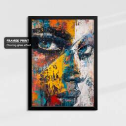 Female Face Colourful Abstract Paint Art Painting Framed Poster Print & Canvas Wall Decor Home Bedroom Banksy Gift - thumbnail 2