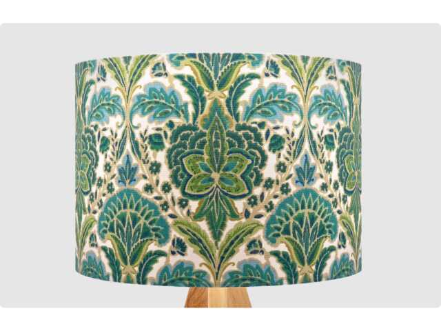 Green White Floral Lampshade, Table Floor Lamp/Ceiling Pendant Small Medium Large 15cm 20cm 25cm 30cm 35cm 40cm Fabric Drum Light Shade - image 1