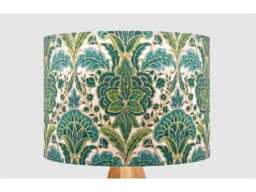 Handmade Lampshade Green White Floral Fabric Drum, Vintage Style Damask Ornamental Light Shade For Table/Floor Lamp Or Ceiling Pendant