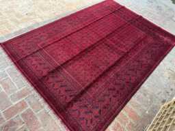 6x9 Authentic Afghan Khal Mohammadi Wool Rug - Maroon Hand-Knotted Tribal Carpet Traditional Oriental Area For Living Room Or Bedroom